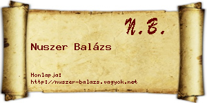 Nuszer Balázs névjegykártya