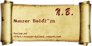 Nuszer Balázs névjegykártya